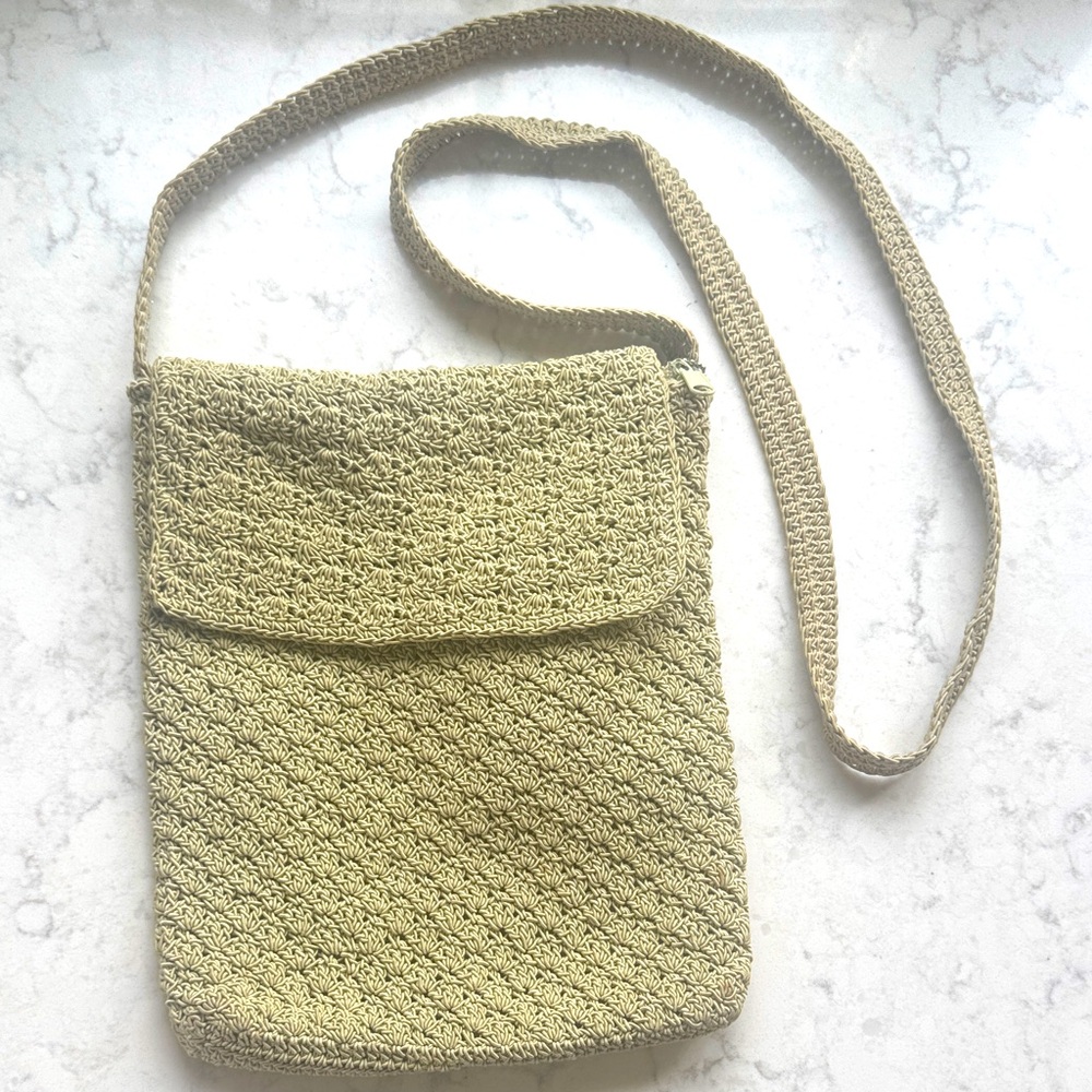 2 in 1 Frankie & Johnnie Tan Crochet Cross Body Bag & change purse